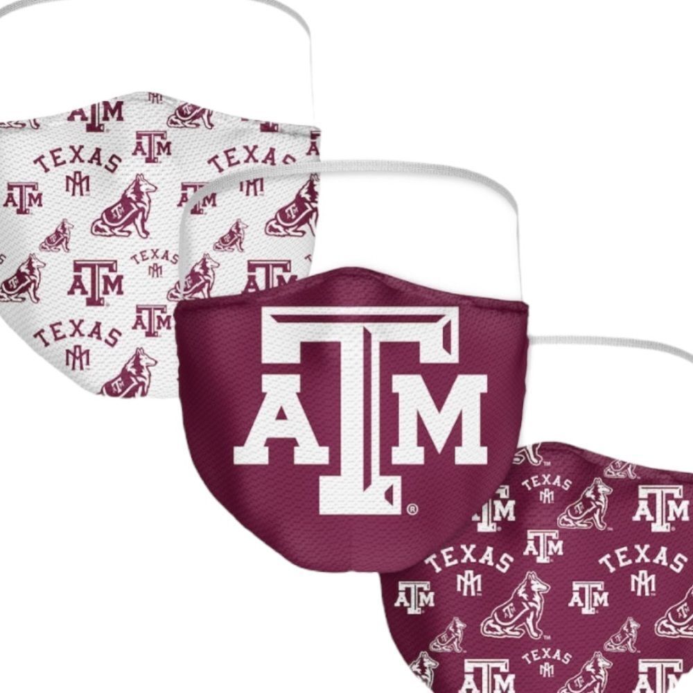 NEW in Package Texas A&M Aggies Face Masks Set of 3 One Size